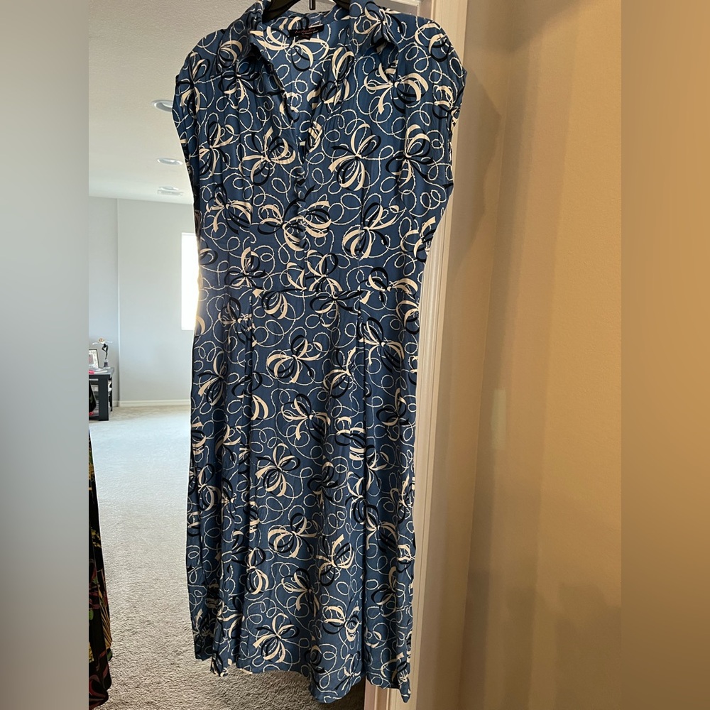 SOLD Trashy Diva Blue Bows 100% Silk Day Dress